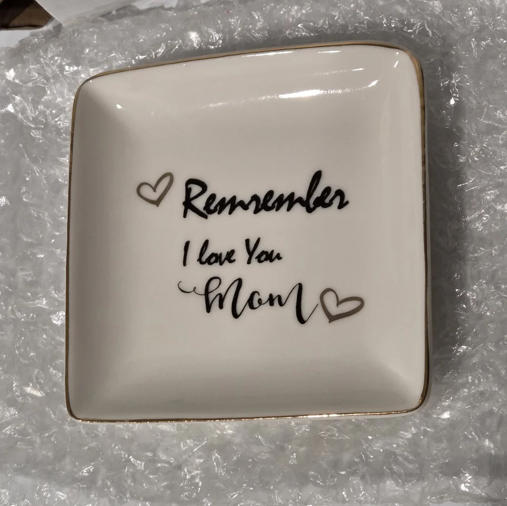 Ceramic Jewelry Dish with Gold Trim